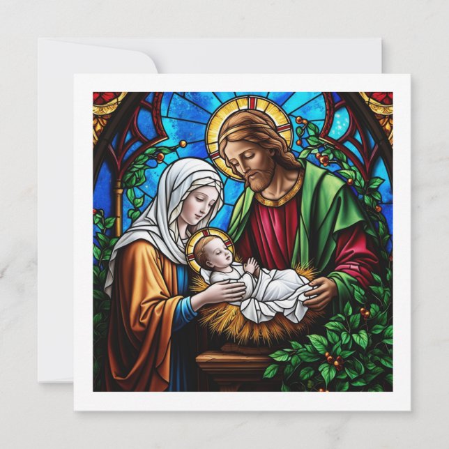 Julkrubba kristallglasmosaikbild  spara datumet (Framsida)
