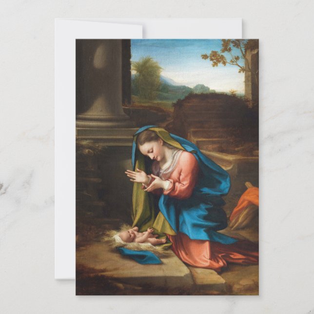 Julkrubba | Maria och Jesusbarnet religiöst Julkort (Framsida)