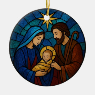 Julkrubba med Jesusbarnet julscen Julgransprydnad Keramik