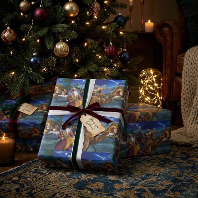 Julkrubba med vise män julhelg  presentpapper (Skapare uppladdad)