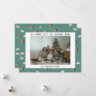 Julkrubba Mönster Fotokort Julkort