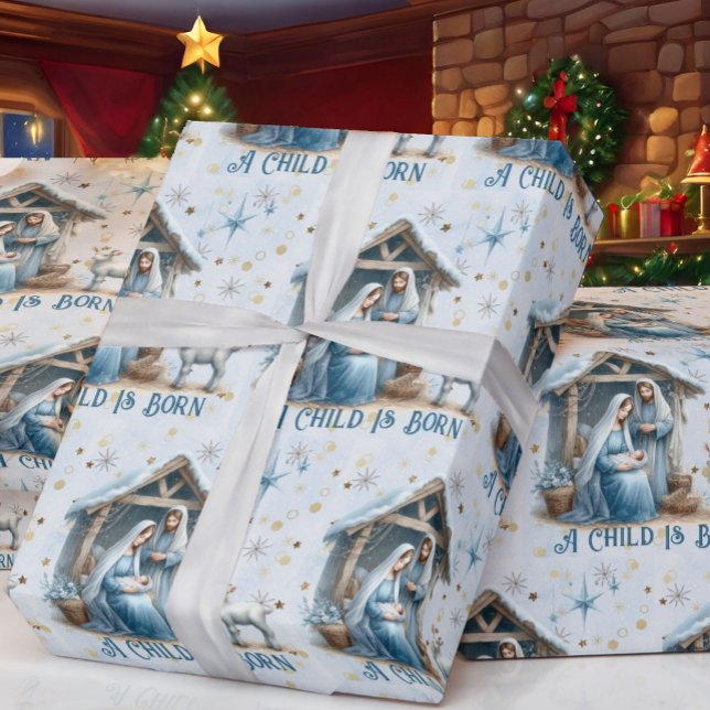 Julkrubba Personlig Text Jesusbarn Jul Presentpapper (Skapare uppladdad)