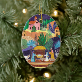 Julkrubba Religiös Familjefoto Jul Julgransprydnad Keramik