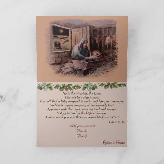 Julkrubba Scen Kristet Kort (Inuti)