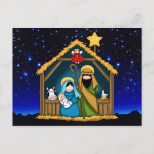Julkrubba scen vykort