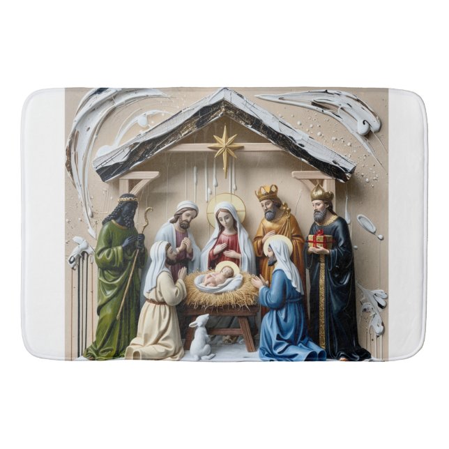 Julkrubba, träd vise män Bethlehem Badrumsmatta (Framsidan)