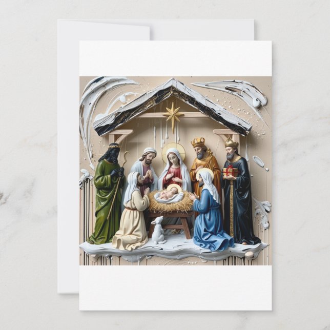Julkrubba, träd vise män Bethlehem Inbjudningar (Framsida)