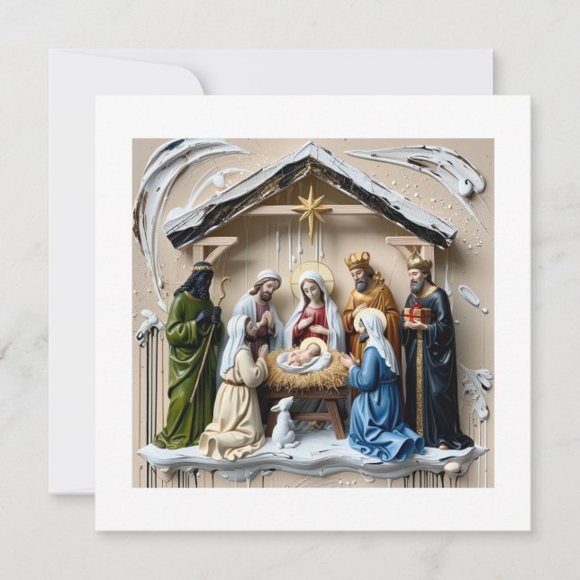 Julkrubba, träd vise män Bethlehem Spara Datumet (Framsida)