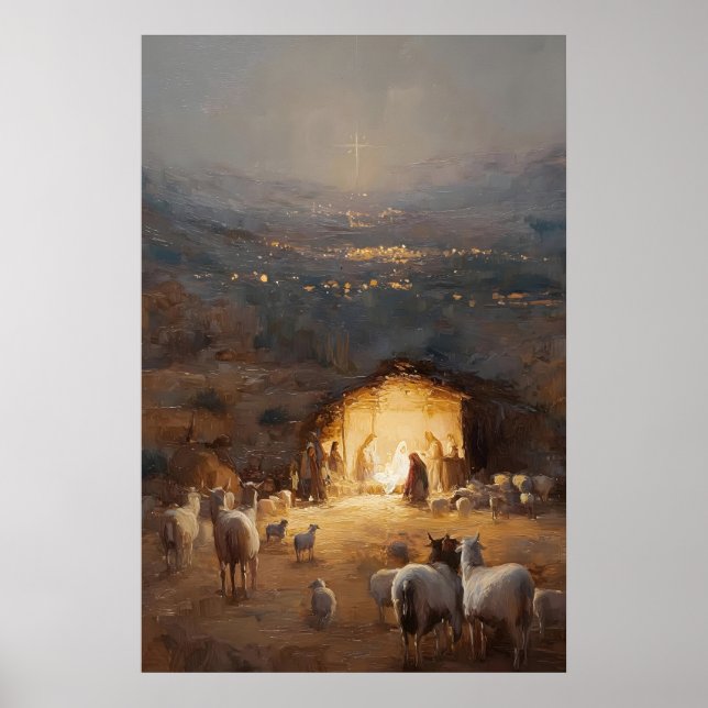 Julkrubba Väggkonst Julkrubba Konst Jesus Konstver (Framsidan)