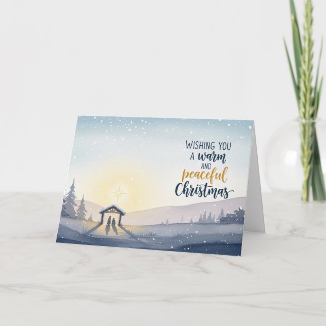 Julkrubba Varm och Fredlig Julkonst Helgkort (Framsida)