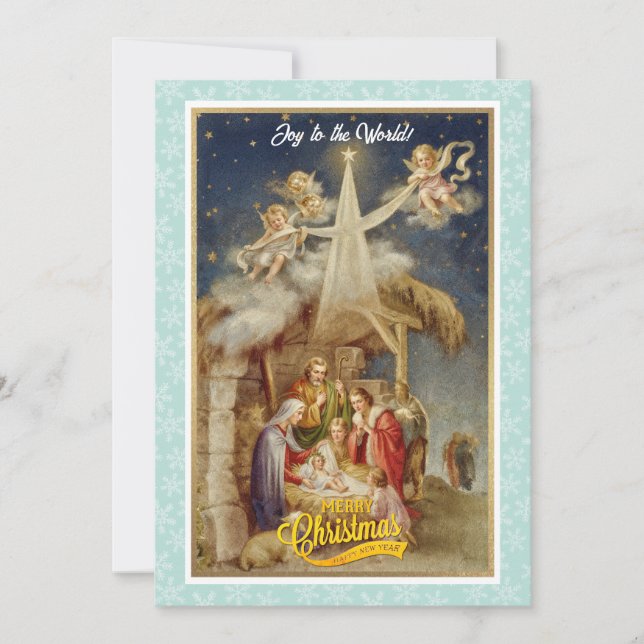 Julkrubba Vintage Jul Klassisk Religiös Helgdag Julkort (Framsida)