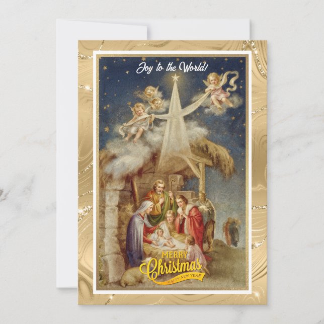 Julkrubba Vintage Jul Klassisk Religiös Högtid Julkort (Framsida)