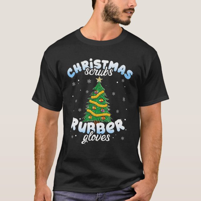 Julkrubbargummihandskar Skrubba Top Cute Träd T Shirt (Framsida)