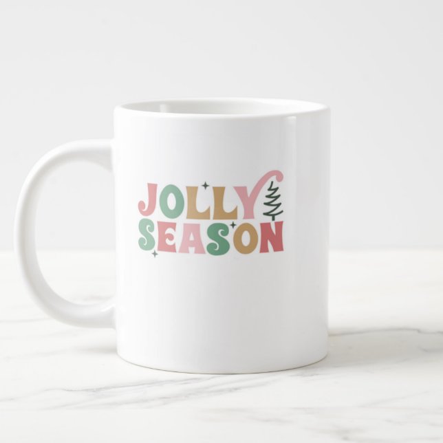 Julkrus – Festiv Ständigt Grön Semester Kokk Jumbo Mugg (Vänster)