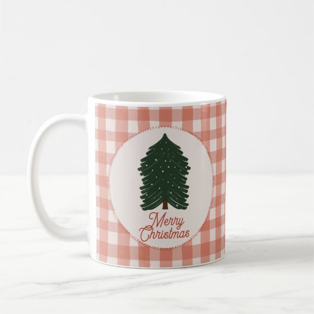 Julkrus Röd Rutig Initial God Jul Kaffemugg (Vänster)