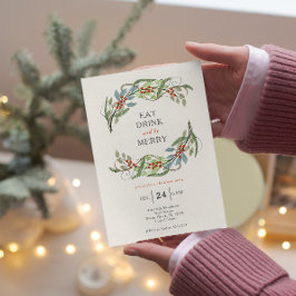 Julkrutande andetag i Drink & Be Merry Party Inbjudningar