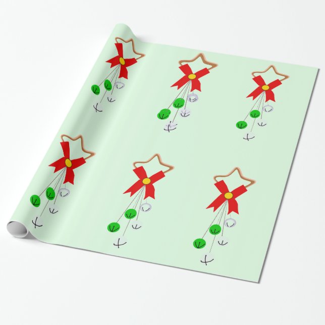 Julkrutans Grönt Papper Presentpapper (Utrullad)