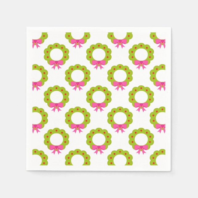 Julkrutdurken Mönster - Rosa Bow Helgdag Design Pappersservett (Framsidan)