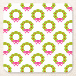 Julkrutdurken Mönster - Rosa Bow Helgdag Design Underlägg Papper Kvadrat