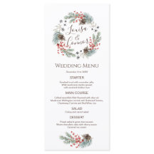 Julkrutsen Gräs Berry Snowflake Bröllop Menu