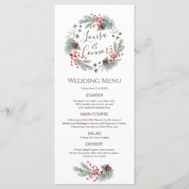 Julkrutsen Gräs Berry Snowflake Bröllop Menu Meny