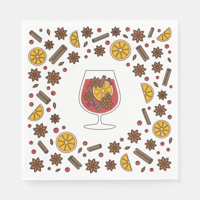 Julkryddor, rödmullade helgdagar vin pappersservett (Framsidan)