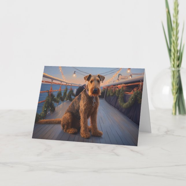 Julkryssning i Airedale: Pawsome Helgdag Delight Tack Kort (Framsida)
