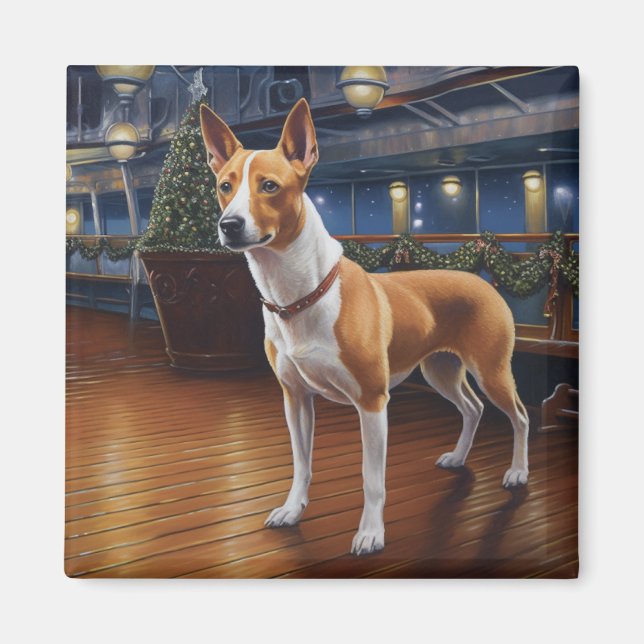 Julkryssning i Basenji: Pawsome Helgdag Delight Magnet (Framsidan)