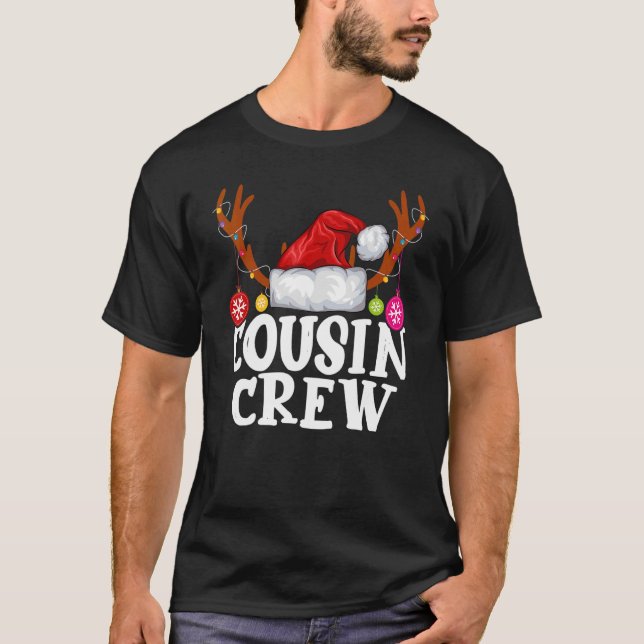 Julkusin Crew Santa Hat Reindeer Antlers L T Shirt (Framsida)