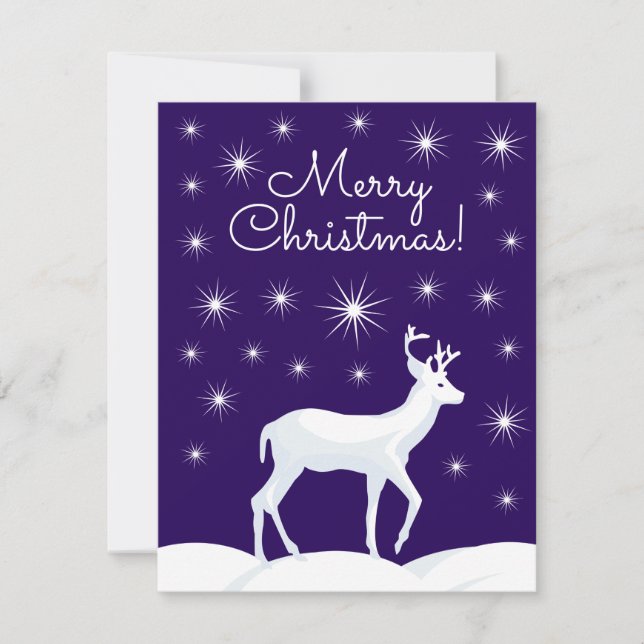 Julkuté Reindeer Snö Nattstjärna Himlar Julkort (Framsida)