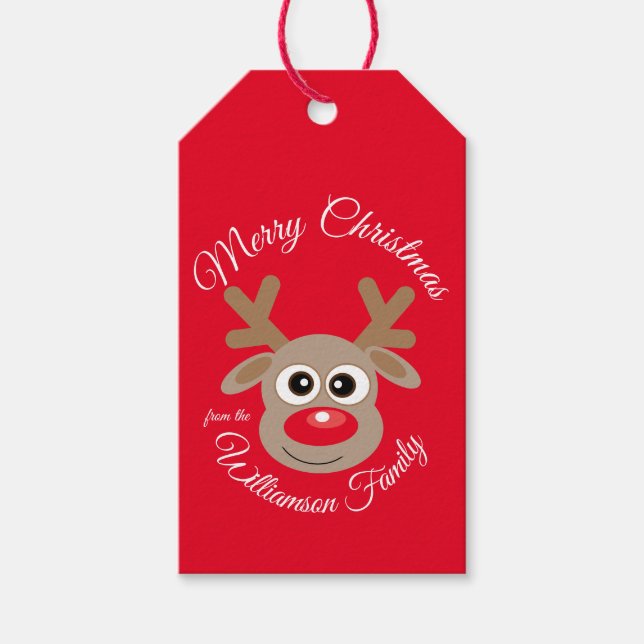 Julkuté Reindeer Tecknade figurer Presentetikett (Framsidan)