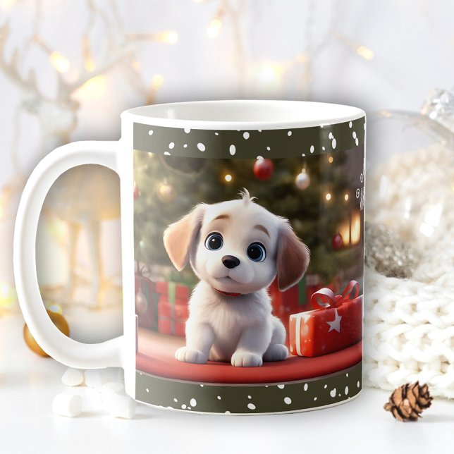 Julkvalpen Puppy Hund älskare Namn Mugg (Christmas Cute Puppy Dog Lover Name Mug)