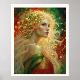Julkvinna med Blond Hair Art Nuevo Poster