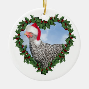 Julkyckling * Barred Sten Chicken Julgransprydnad Keramik