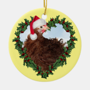Julkyckling * Frizzle Chicken Ceramic Orname Julgransprydnad Keramik