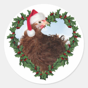Julkyckling * Frizzle Runt Klistermärke