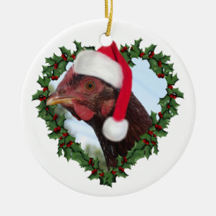 Julkyckling * Rhode island Red Julgransprydnad Keramik