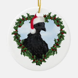 Julkyckling * Svart Hona Julgransprydnad Keramik