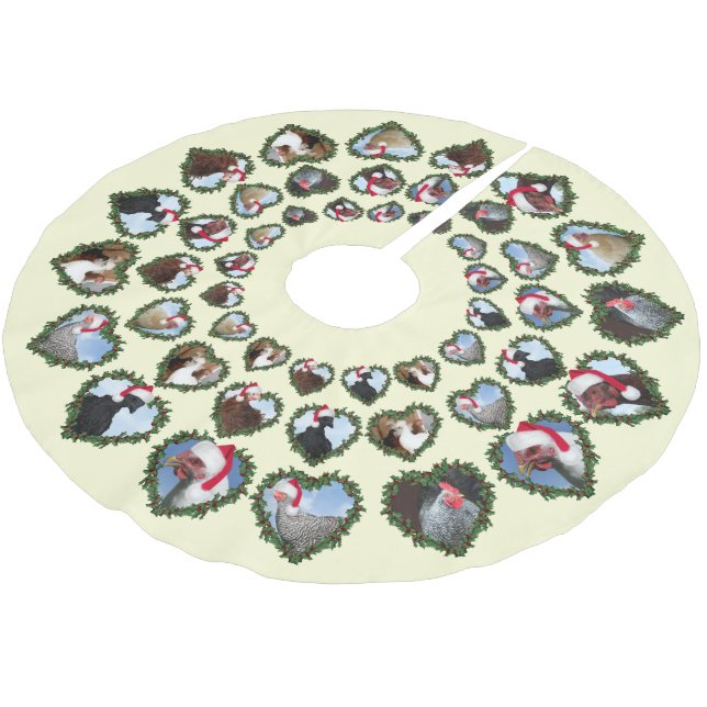 Julkycklingar i hjärtstillestånd julgransmatta borstad polyester (Vinklad)