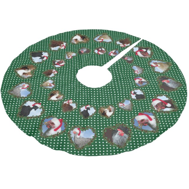 Julkycklingar i hjärtstillestånd julgransmatta borstad polyester (Vinklad)