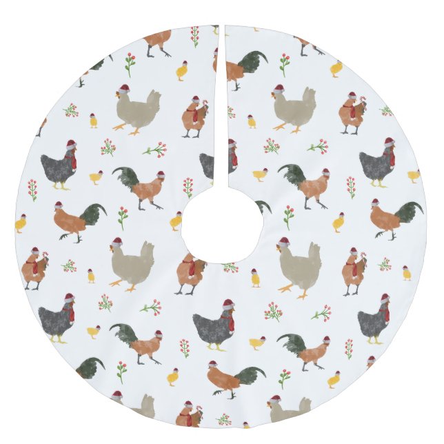 Julkycklingar och Chickar Mönster Julgransmatta Borstad Polyester (Framsidan)