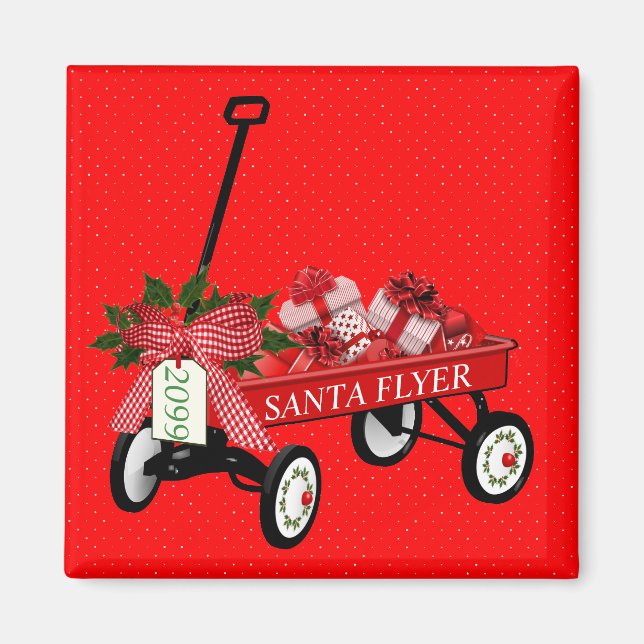 Julkylskåp i Santa Flyer Wagon Presenter Magnet (Framsidan)