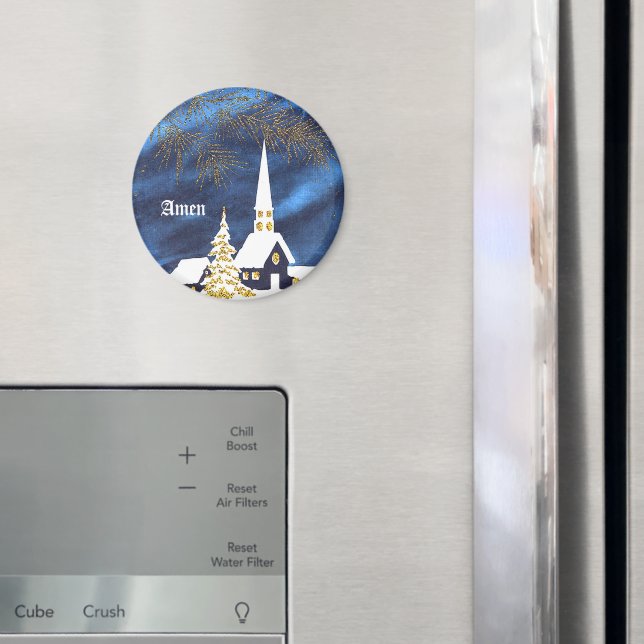 Julkyrka med snö Magnet Amen (In Situ (Fridge))