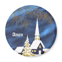 Julkyrka med snö Magnet Amen