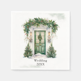 Julkyrkan Door Winter Scene Bröllop Pappersservett
