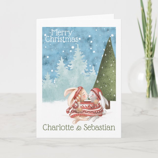 Julkyss Kanin Kaniner I Vintertröja Kort (Framsida)