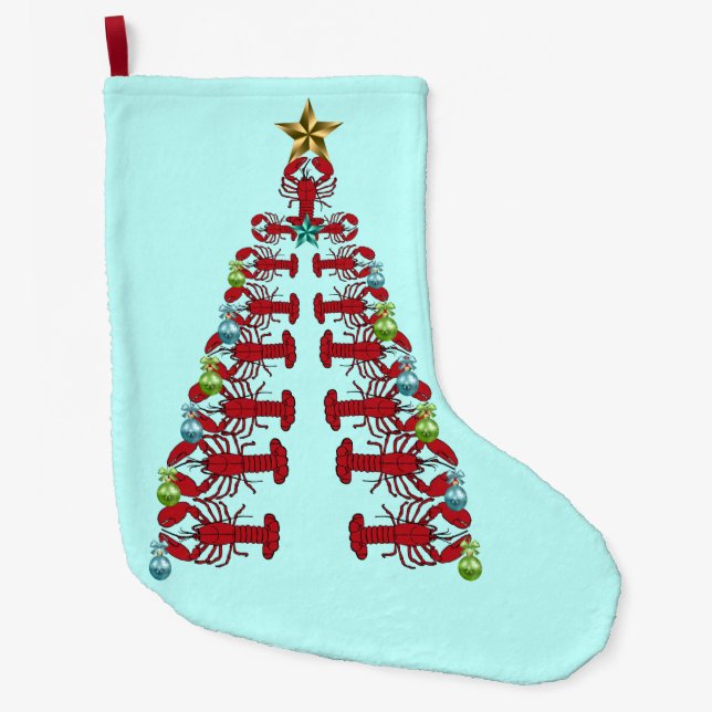 Jullager Cute Lobster Nautical Stor Julstrumpa (Framsidan)