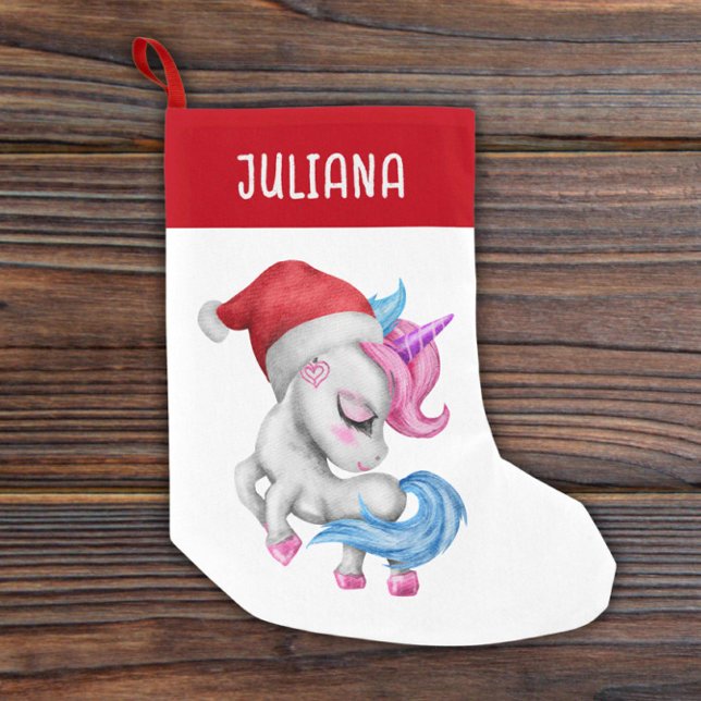 Jullager för Unicorn | Cute Unicorn Rosa Liten Julstrumpa (Skapare uppladdad)