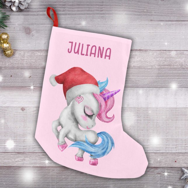 Jullager för Unicorn | Cute Unicorn Rosa Liten Julstrumpa (Skapare uppladdad)
