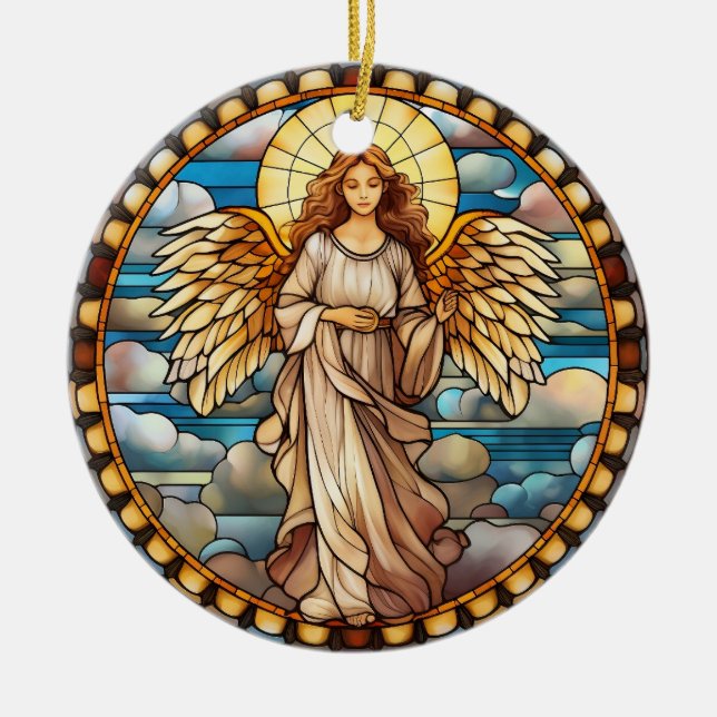 Jullagrad glasänggel julgransprydnad keramik (Framsidan)